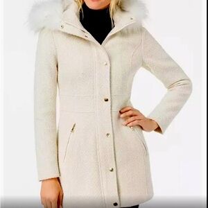 INC - Faux Fur - Hooded Jacket - NWT - White - S